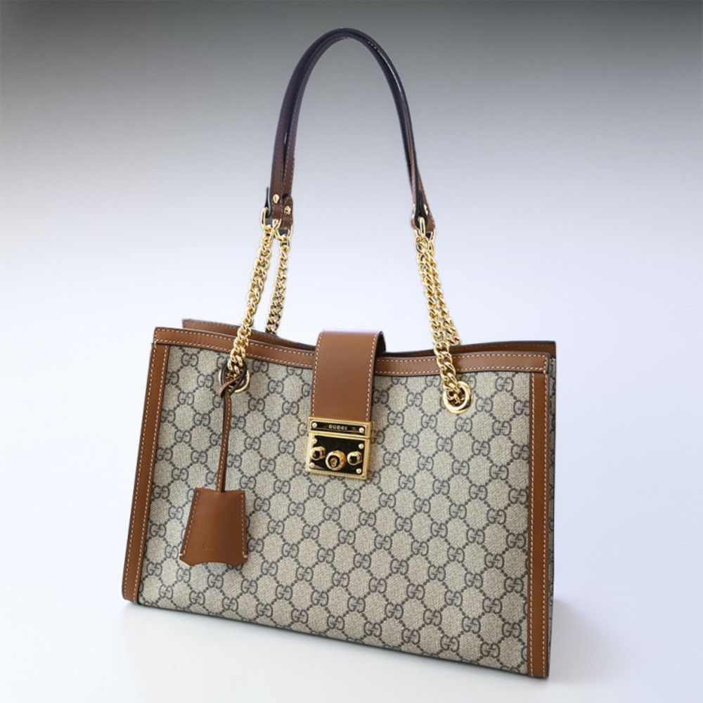 Gucci Bag Tote Bag Padlock Chain Shoulder Supreme Canvas Camel